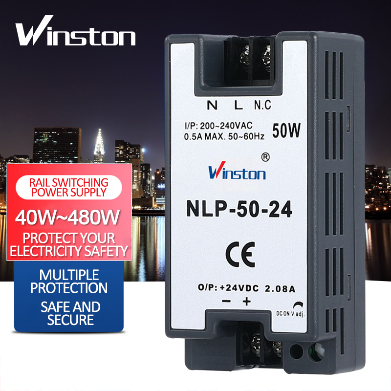 Winston NLP-50 50W 12V 24V DC 3.6A 2.08A Adjustable Din Rail Switching Power Supply