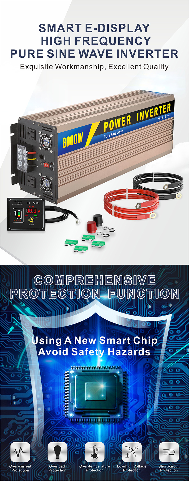 中性款 8000W玫瑰金逆变器详情页1
