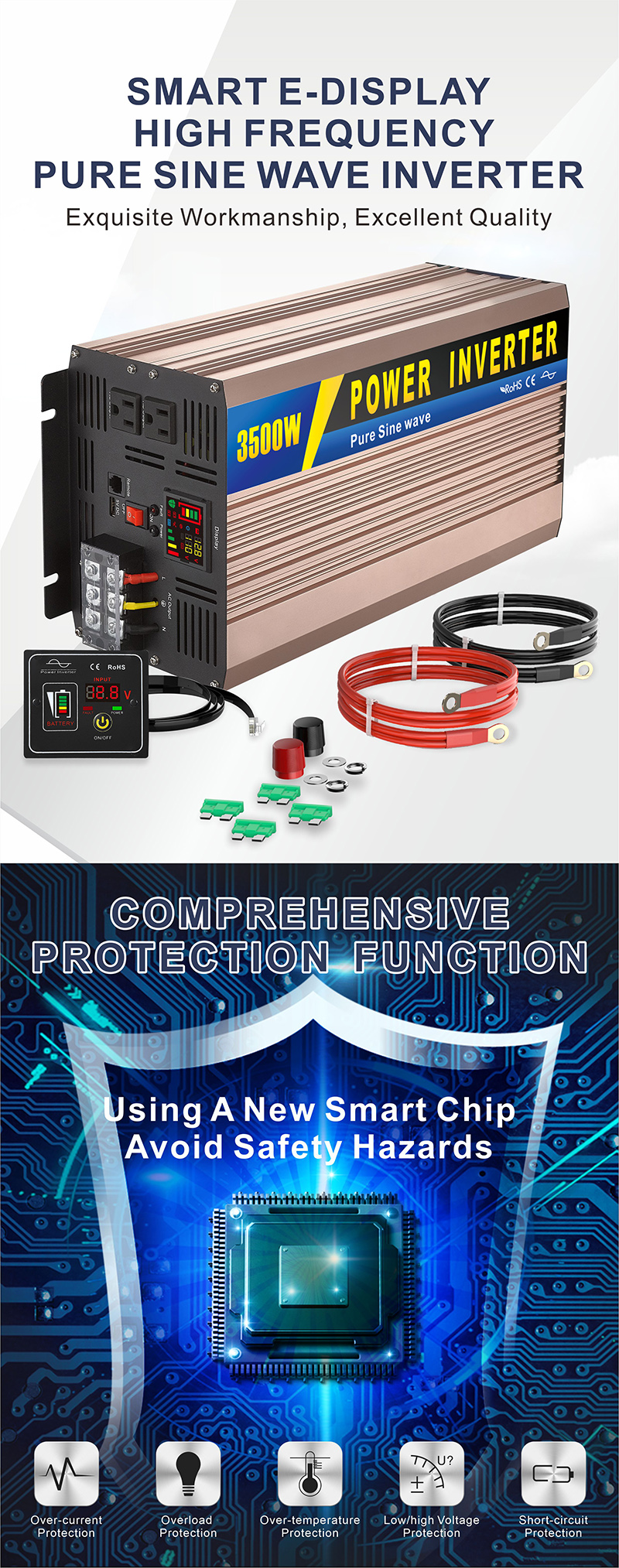 中性款 3500W玫瑰金逆变器详情页1