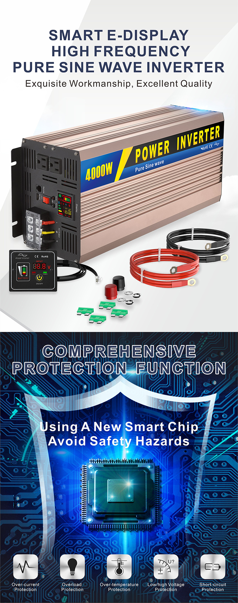 中性款 4000W玫瑰金逆变器详情页1