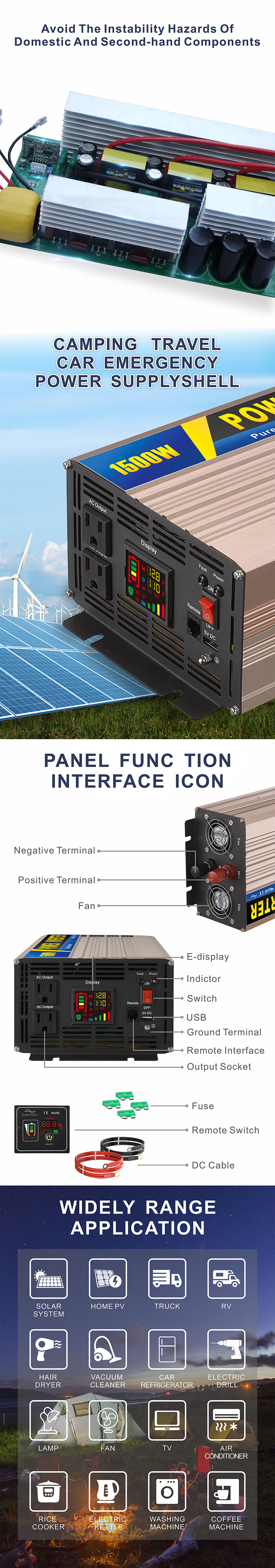 中性款 1500W玫瑰金逆变器详情页4