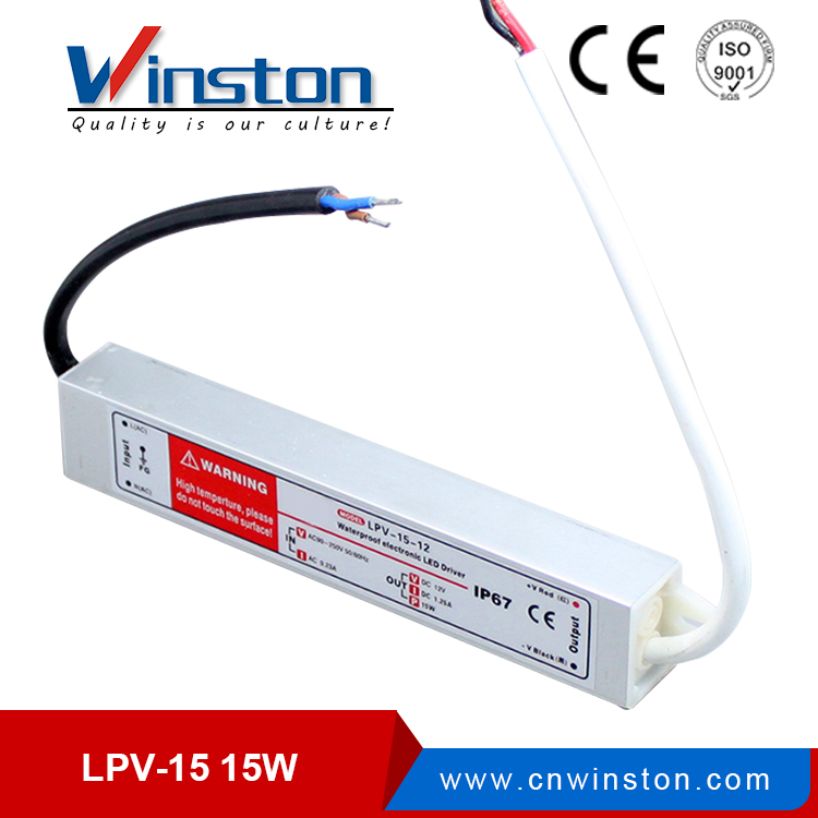 LPV - 15W led driver ac dc waterproof switching power supply 