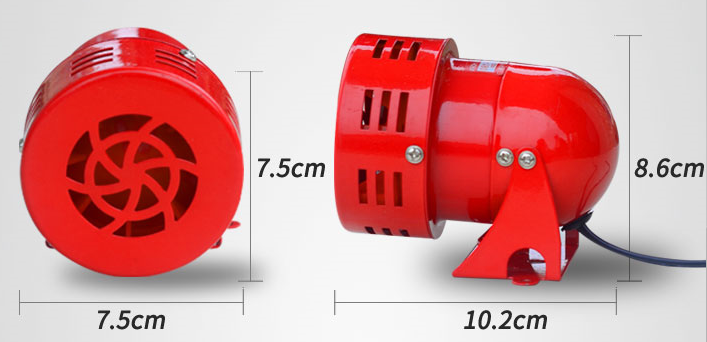 12V mini siren, 95dB, red, MS190L, 00262