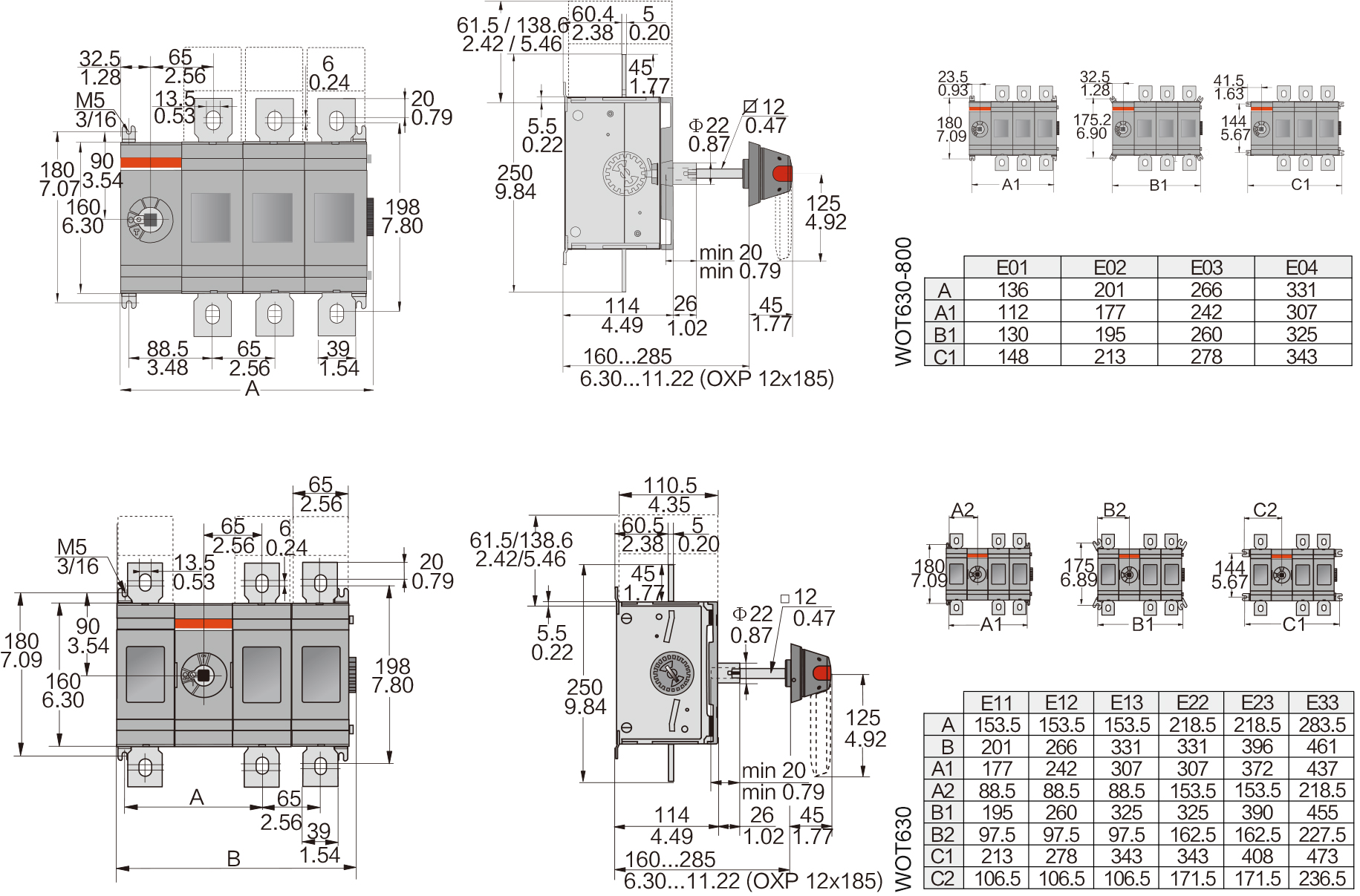 OT630_P和OT800_P外形尺寸