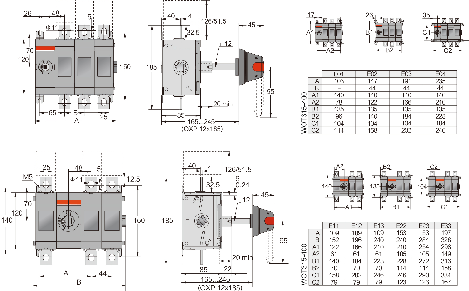 OT315_P和OT400_P外形尺寸