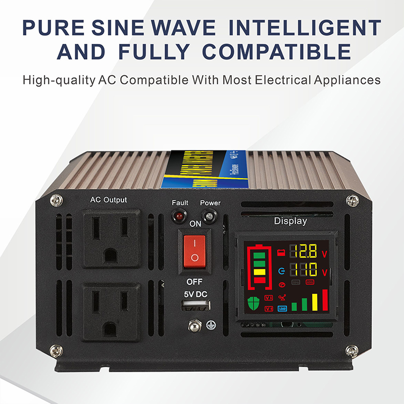 500W 12V 24V 48V DC To 110V 220V AC Power Inverter Off Grid Solar Pure Sine Wave Inverter