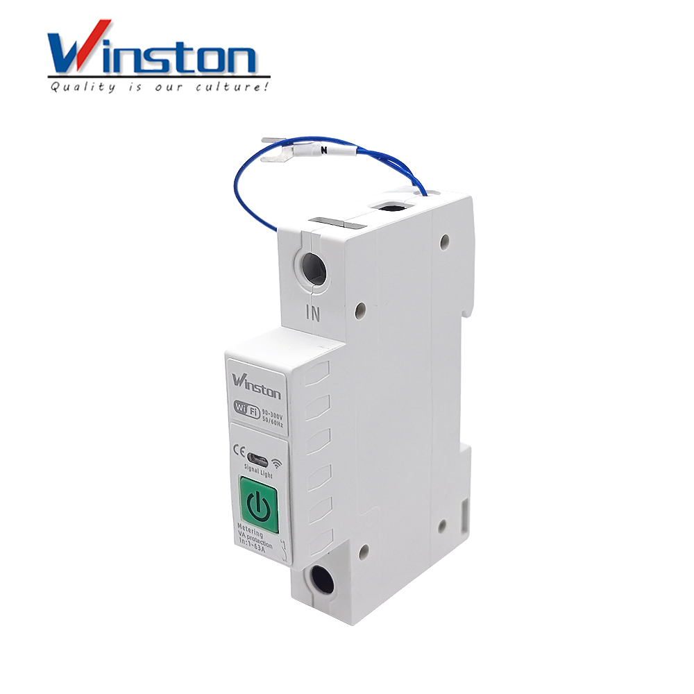 Winston 63A WiFi Smart Circuit Breaker with Energy Metering Over Under Voltage Protection Tuya Remote Control Switch 1p CE