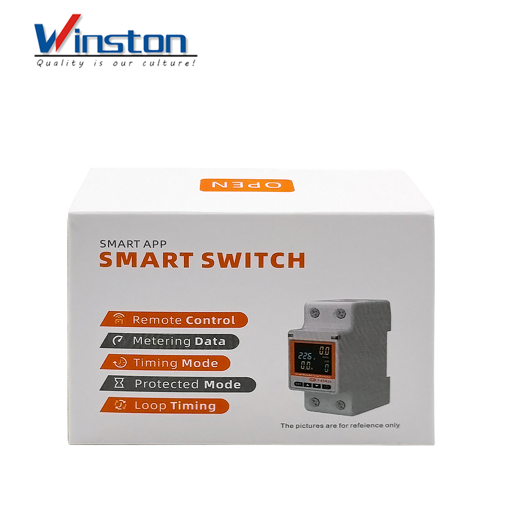 Winston 63A 2P WiFi Smart Circuit Breaker with LCD Display Auto Reclosing Energy Metering Over Under Voltage Protection CE