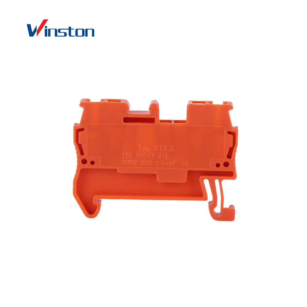 ST2.5 RED Push in Connection Feed Through DIN Rail screw plastic Brass terminal block