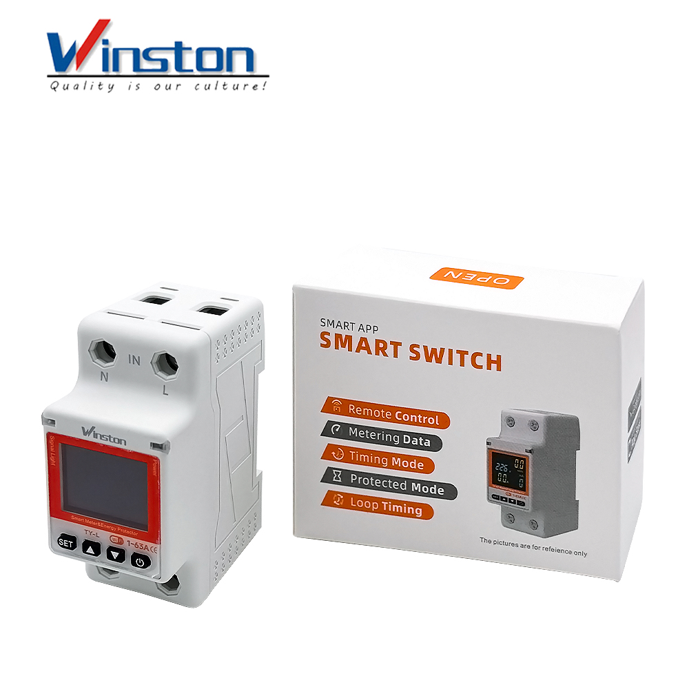 Winston 63A 2P WiFi Smart Circuit Breaker with LCD Display Auto Reclosing Energy Metering Over Under Voltage Protection CE