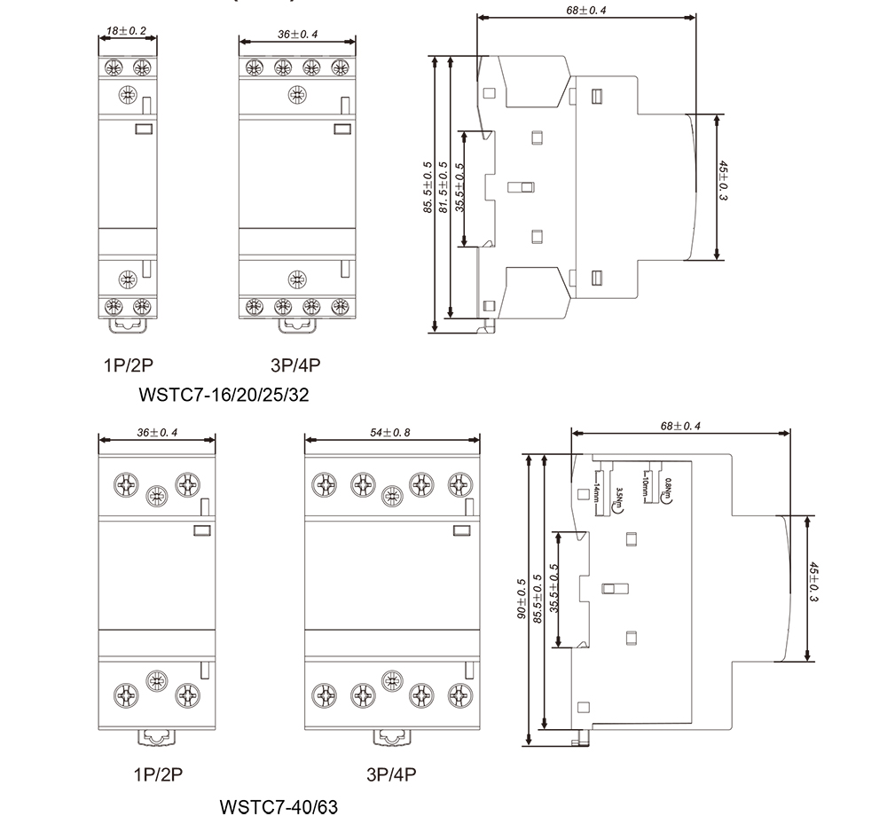 Product dimensions (mm)