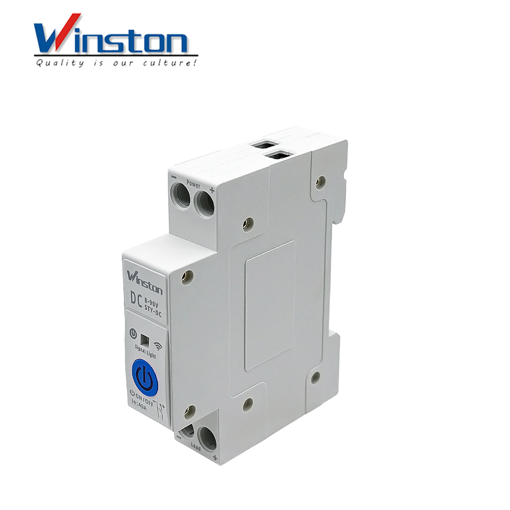Winston 40A WiFi DC Smart Circuit Breaker 8-90V 12V 24V 48V 72V Tuya Remote Control Switch Din Rail for Solar PV Battery RV CE