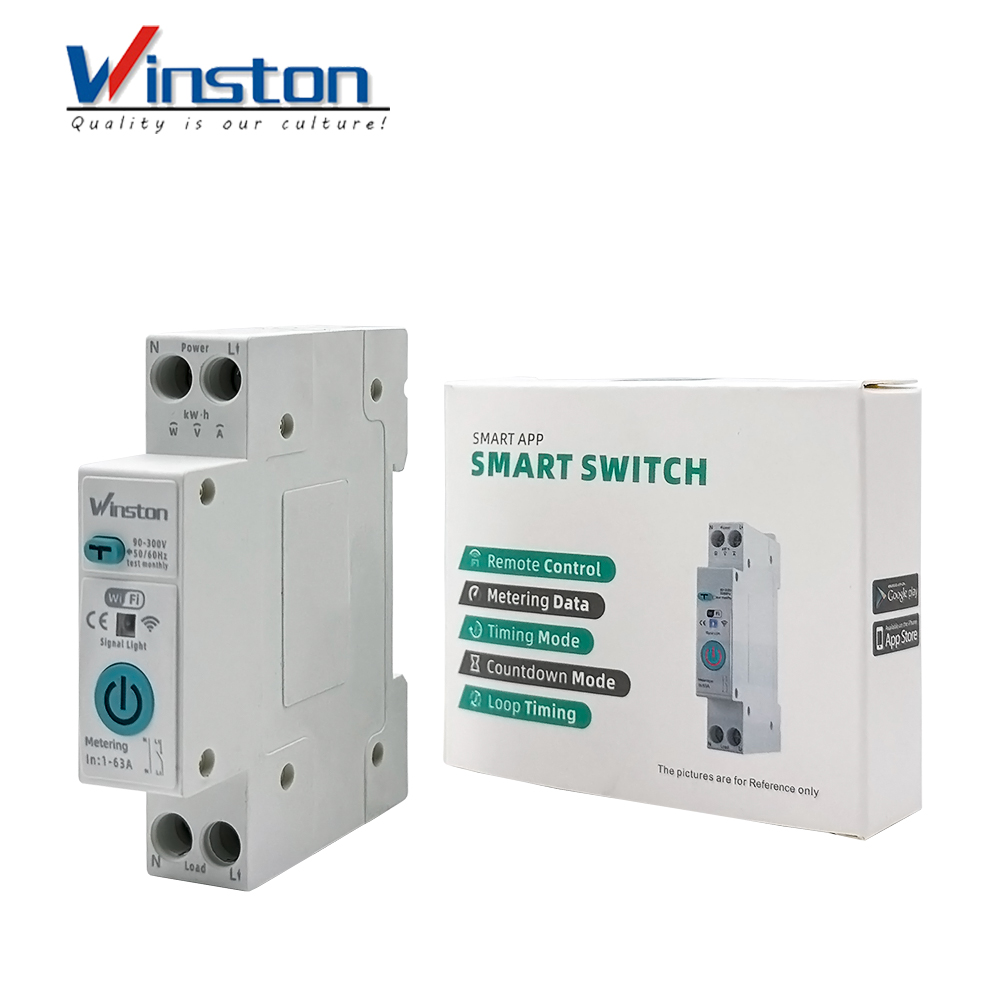 63A WiFi Smart Circuit Breaker RCBO with Energy Metering Power Consumption Monitor Din Rail Leakage Protection Smart Switch CE
