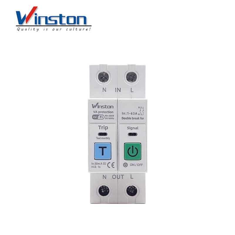 Winston 63A WiFi Smart Circuit Breaker RCBO 2P Leakage Protection Energy Metering Over Under Voltage Protection Tuya CE
