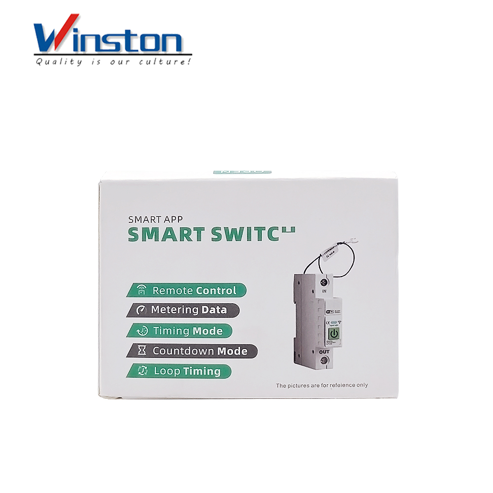 Winston 63A WiFi Smart Circuit Breaker with Energy Metering Over Under Voltage Protection Tuya Remote Control Switch 1p CE