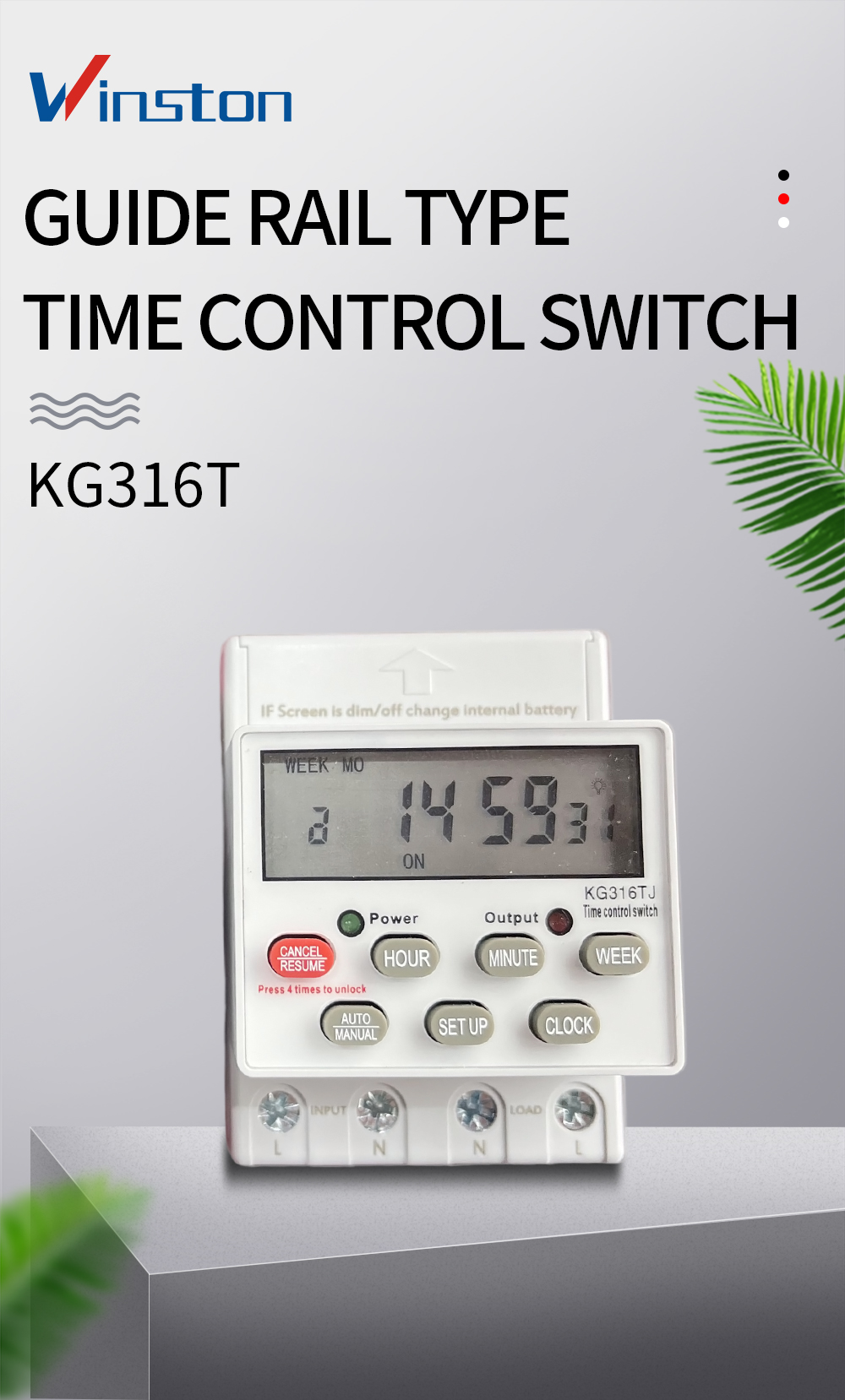 KG316T DIN Rail Mounting Programmable Mechanical Time Control Switch ...
