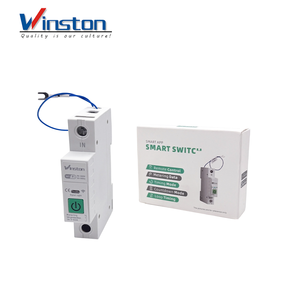 Winston 63A WiFi Smart Circuit Breaker with Energy Metering Over Under Voltage Protection Tuya Remote Control Switch 1p CE