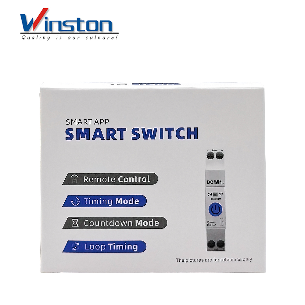 Winston 40A WiFi DC Smart Circuit Breaker 8-90V 12V 24V 48V 72V Tuya Remote Control Switch Din Rail for Solar PV Battery RV CE