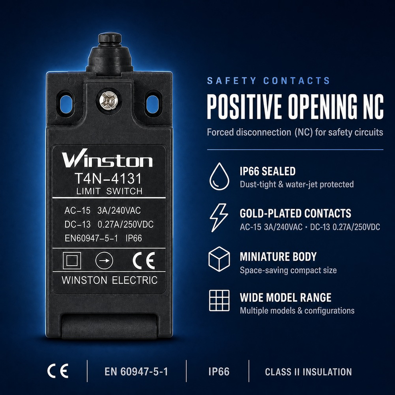 Micro Limit Switch Safety Plunger Type IP66 Waterproof Positive Opening NC Miniature Limit Switches for Machine Control