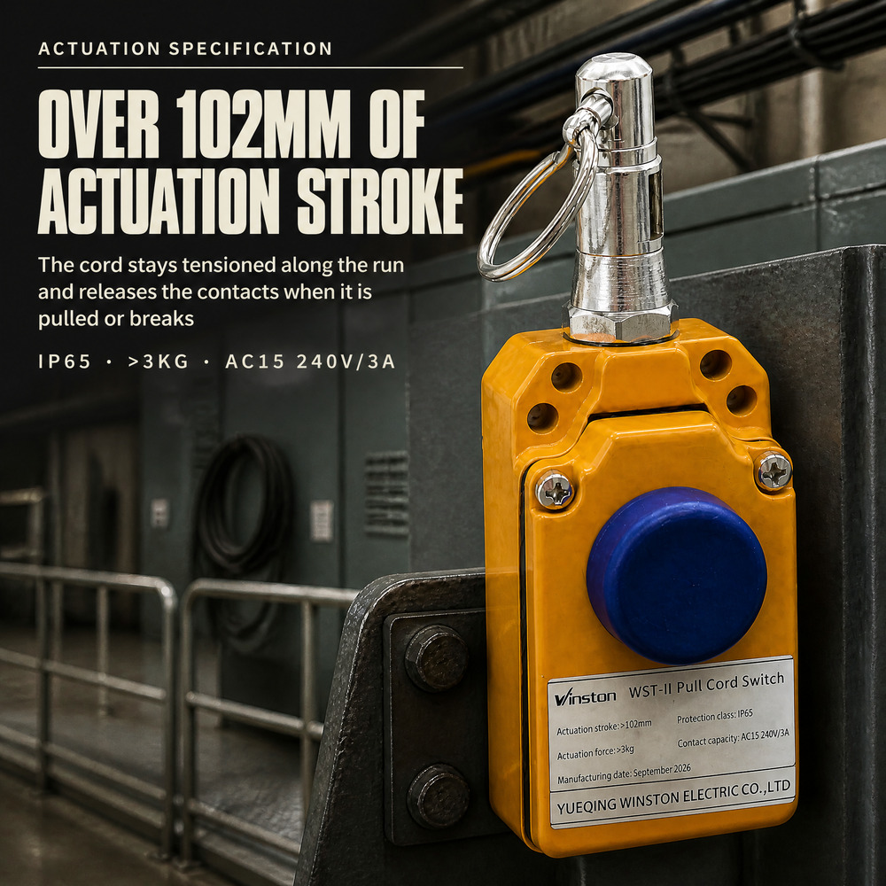 Industrial Conveyor Pull Cord Switch Safety Emergency Stop Rope Switch IP65 Cord Pull Switches AC15 240V/3A Electrical