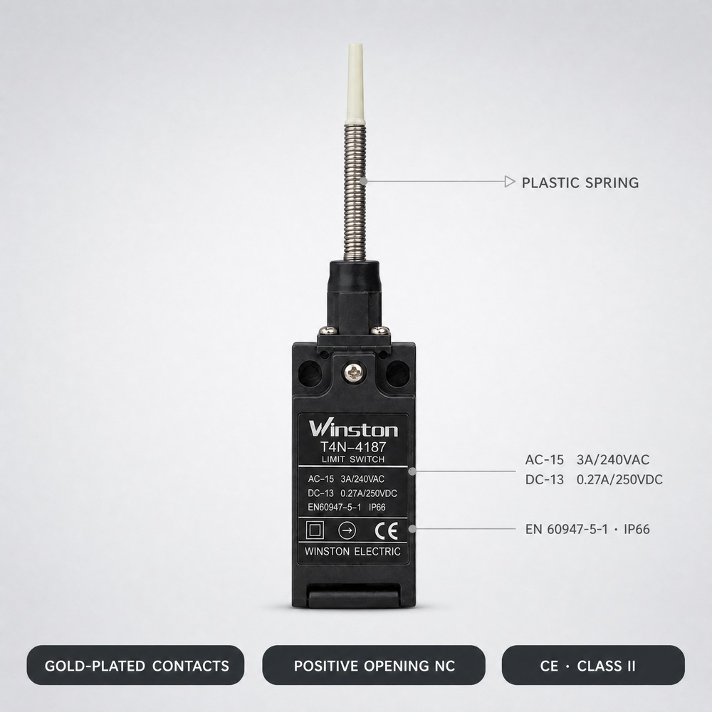 Plastic Spring Rod Limit Switches IP66 Micro Limit Switch Adjustable Rod Travel Control