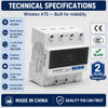 Dual Power Automatic Transfer Switch ATS MCU Control 1-63A AC220V 50/60Hz DIN Rail Mount Changeover Switch
