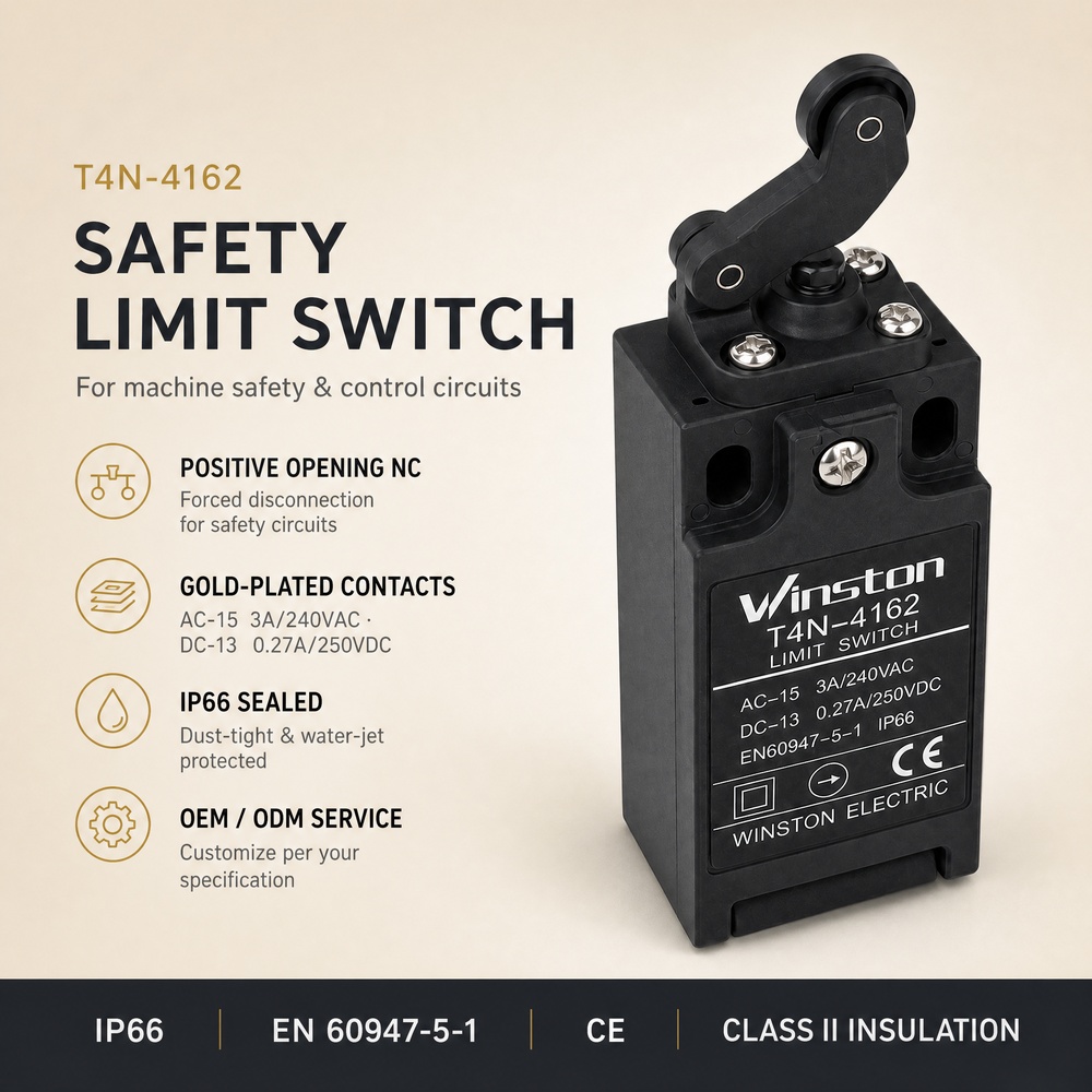 Side Roller Lever Limit Switch IP66 Positive Opening NC for Crane Elevator Travel Gate Interlock Control