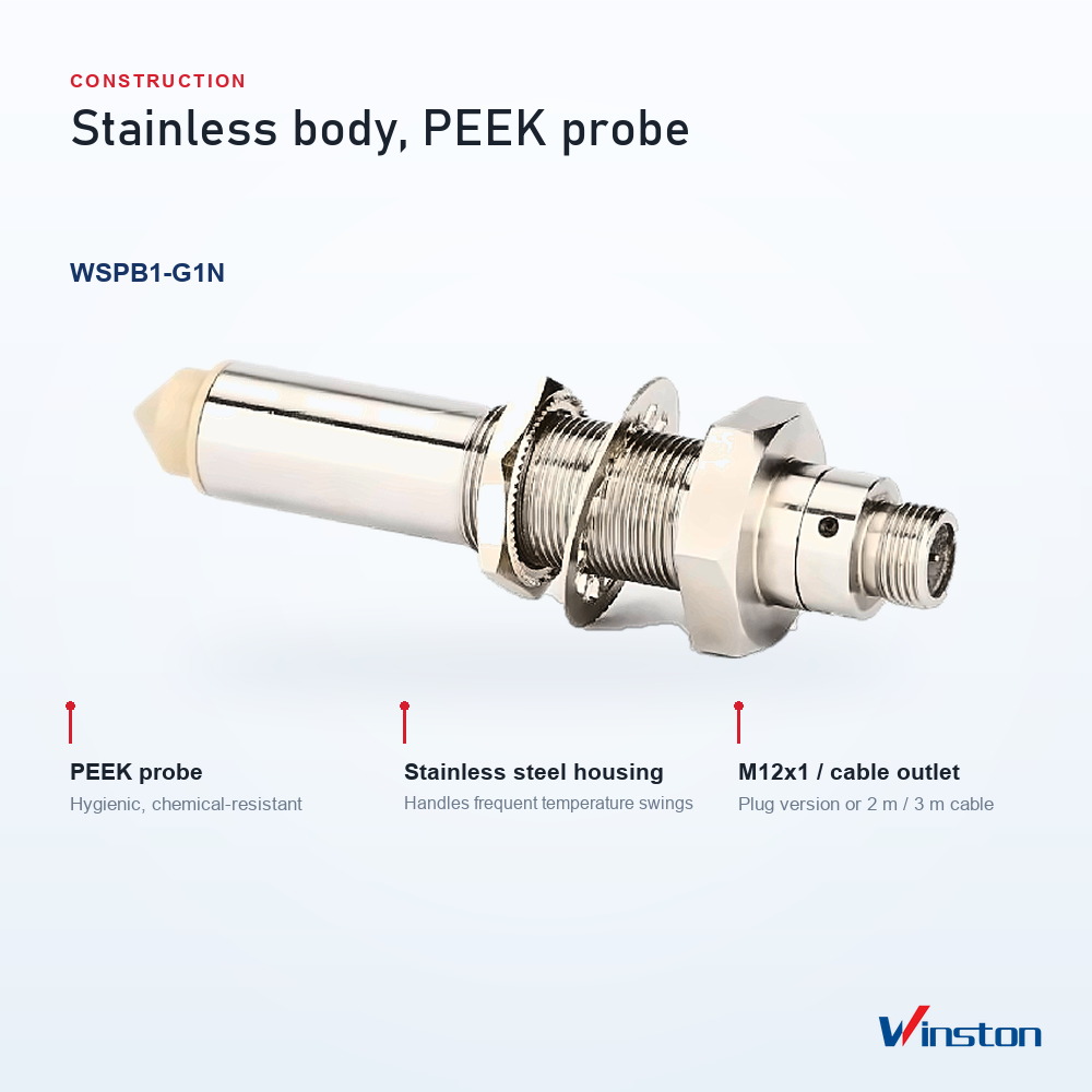 Liquid Level Sensor WSPB1-G1N Stainless Steel Water Level Switch G1/2 for Water Tank Level Detection IP69K