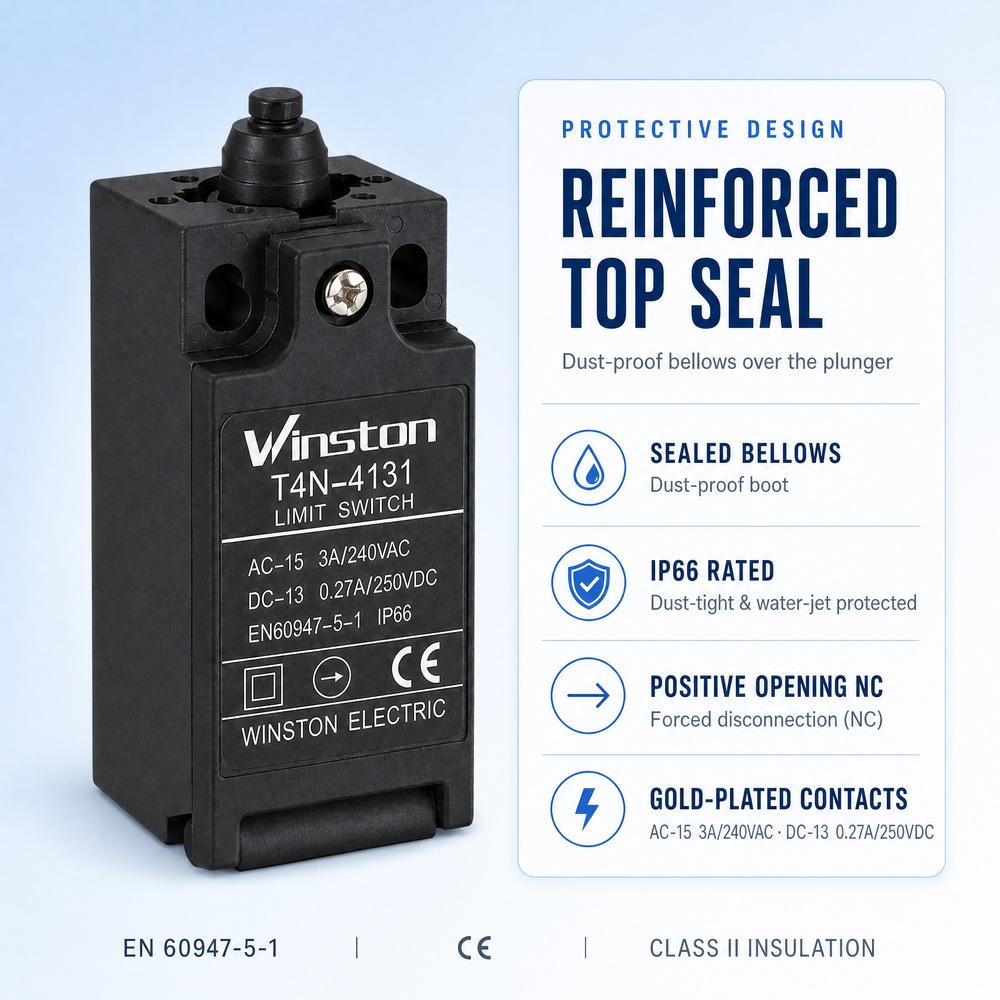 Micro Limit Switch Safety Plunger Type IP66 Waterproof Positive Opening NC Miniature Limit Switches for Machine Control