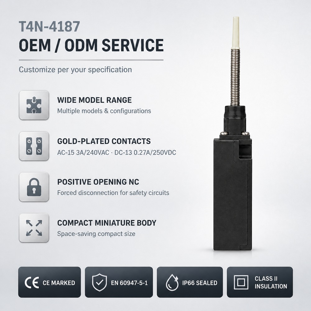 Plastic Spring Rod Limit Switches IP66 Micro Limit Switch Adjustable Rod Travel Control