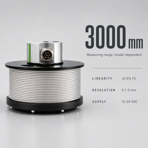 Draw Wire Sensor 20-3000mm Stroke String Potentiometer 12-24VDC IP67 for Rock Drill Feed Beam