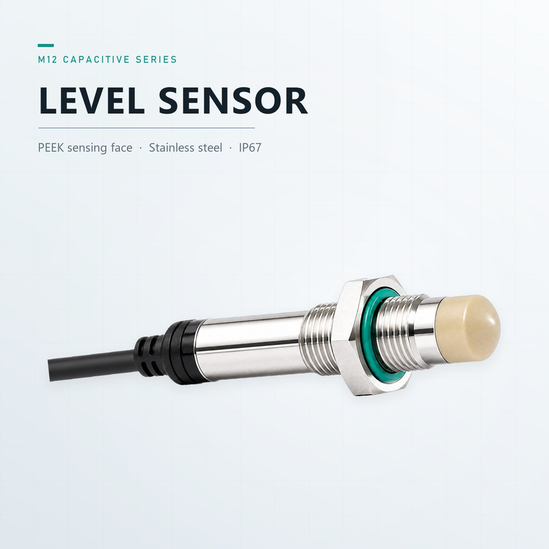 M12 Capacitive Level Switch Connector 316L Liquid Level Sensor PEEK Probe Water Tank PNP NPN