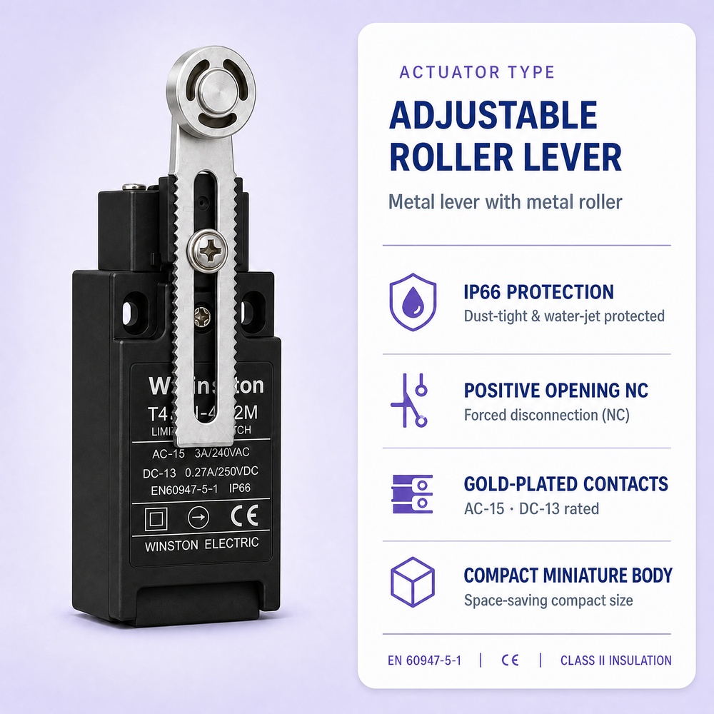 Metal Roller Limit Switches IP66 Adjustable Lever for Industrial Machine Guard SystemsLIMIT