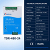 Industrial 480W 24V 20A DIN Rail Switching Power Supply AC-DC Single Output Active PFC High Efficiency for Automation PLC