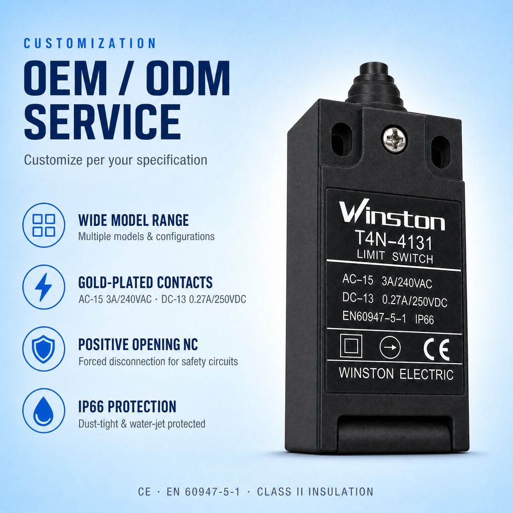 Micro Limit Switch Safety Plunger Type IP66 Waterproof Positive Opening NC Miniature Limit Switches for Machine Control
