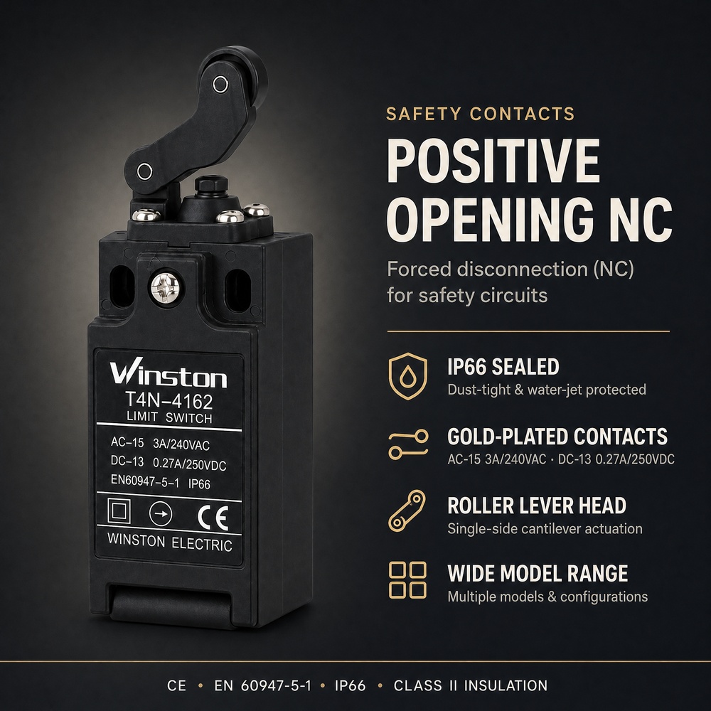 Side Roller Lever Limit Switch IP66 Positive Opening NC for Crane Elevator Travel Gate Interlock Control
