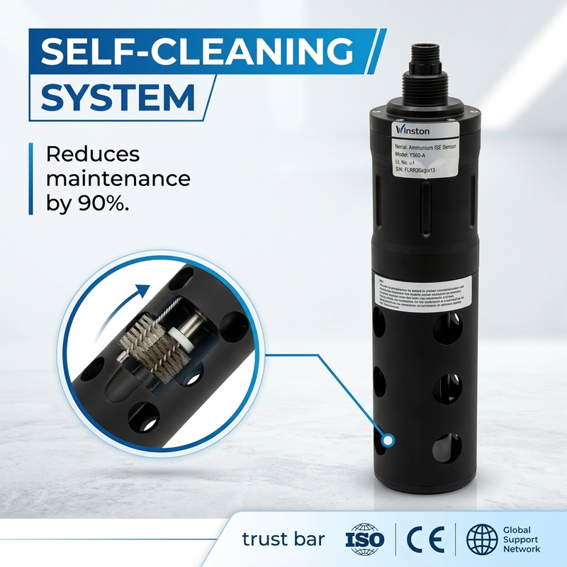 Winston Digital Ammonium Sensor NH4-N Meter with Auto Cleaning Brush for Surface Water Monitoring System