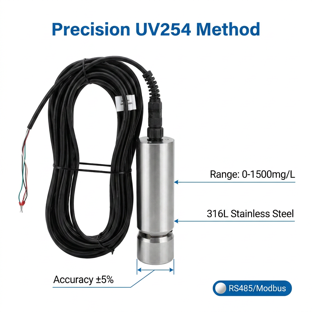 High Accuracy Self-cleaning UV254 COD Sensor RS485 Modbus RTU Maintenance-free Online Water Quality Monitoring Probe