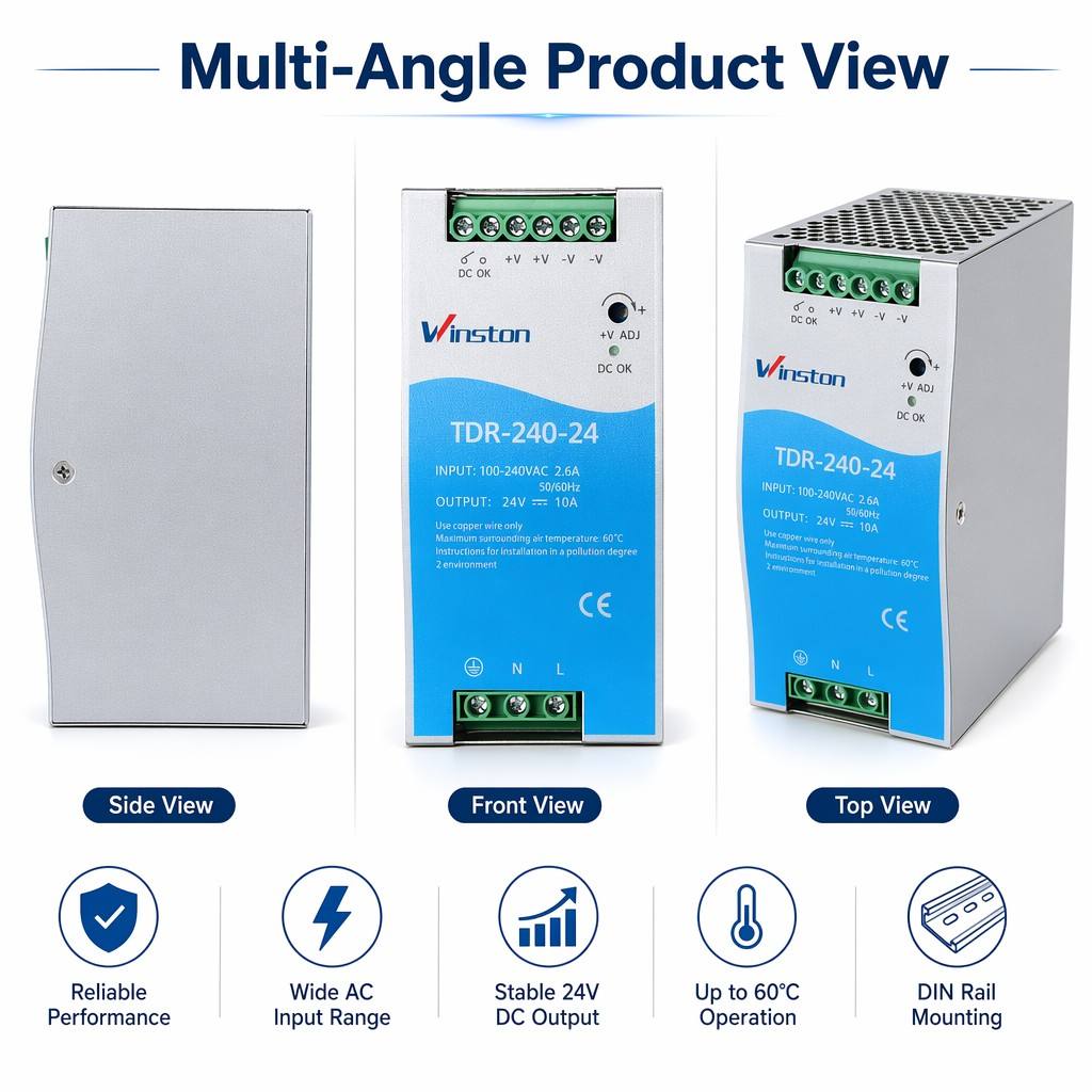 240W 24V 10A DIN Rail Switching Power Supply AC DC Industrial SMPS CE for PLC Automation Control