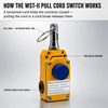 Industrial Conveyor Pull Cord Switch Safety Emergency Stop Rope Switch IP65 Cord Pull Switches AC15 240V/3A Electrical