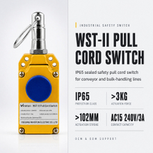 Industrial Conveyor Pull Cord Switch Safety Emergency Stop Rope Switch IP65 Cord Pull Switches AC15 240V/3A Electrical