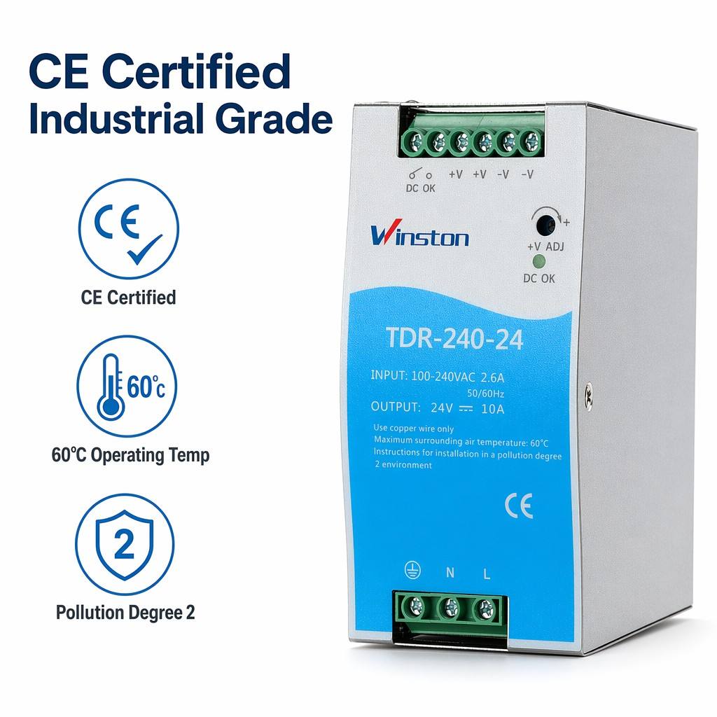 240W 24V 10A DIN Rail Switching Power Supply AC DC Industrial SMPS CE for PLC Automation Control