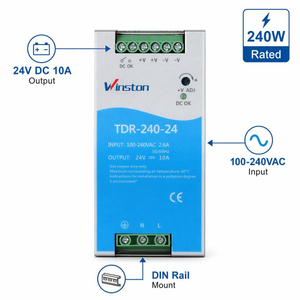 240W 24V 10A DIN Rail Switching Power Supply AC DC Industrial SMPS CE for PLC Automation Control